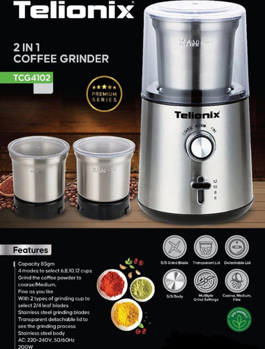 آسیاب تیلیونیکس مدل TCG4102 با ظرفیت ۸۵ گرم دو مخزن استیل