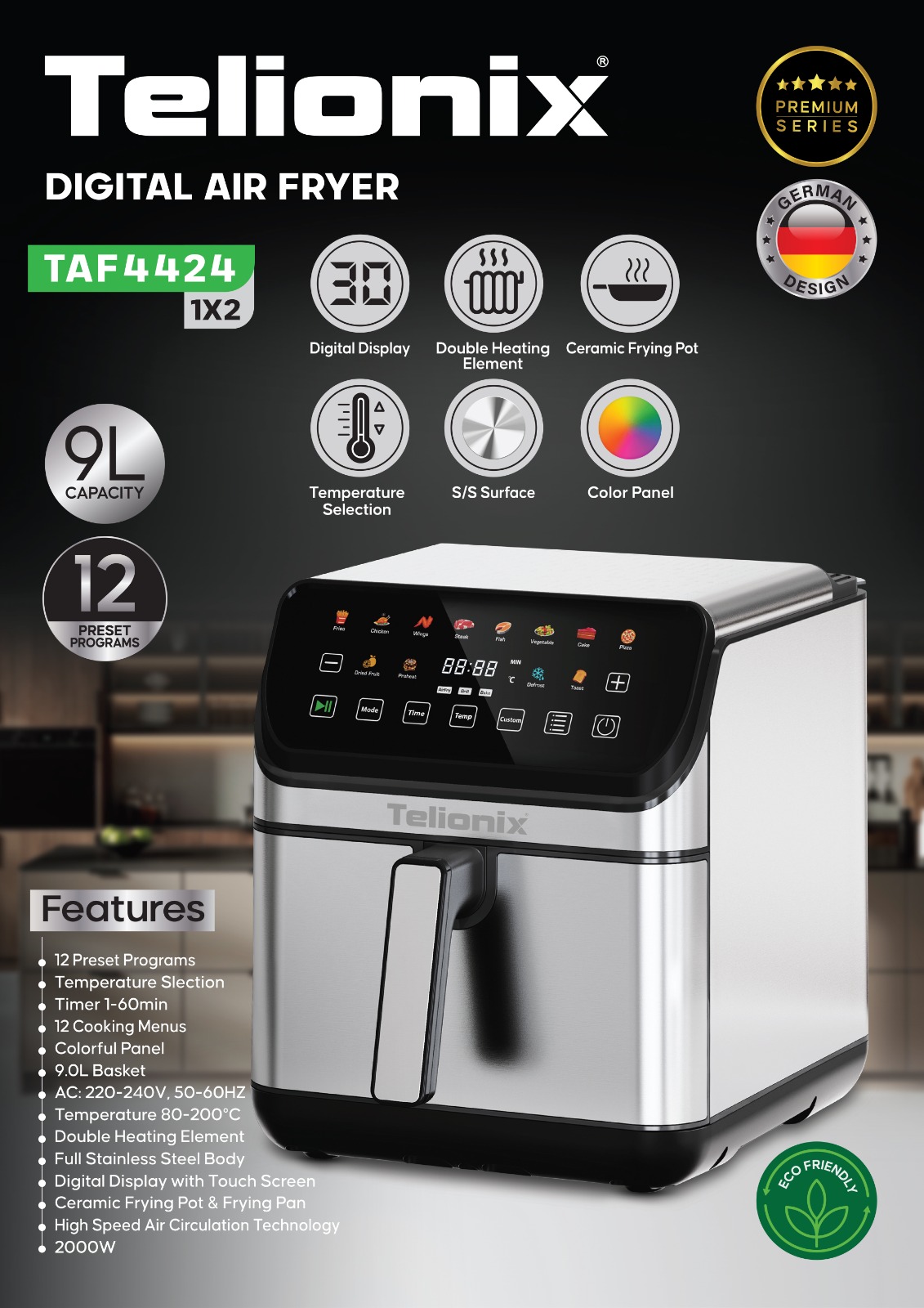 سرخ کن  بدون روغن تیلیونیکس‌مدل TAF4424 2 المنت